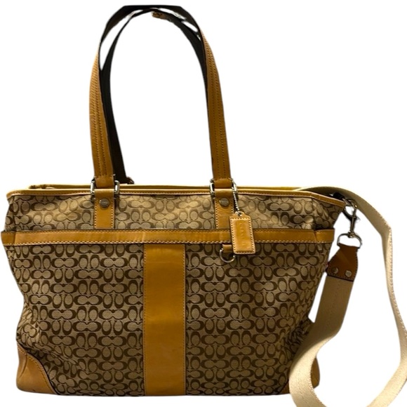 Coach Signature XL Travel Bag Laptop Bag Diaper Bag with crossbody strap - Picture 1 of 17